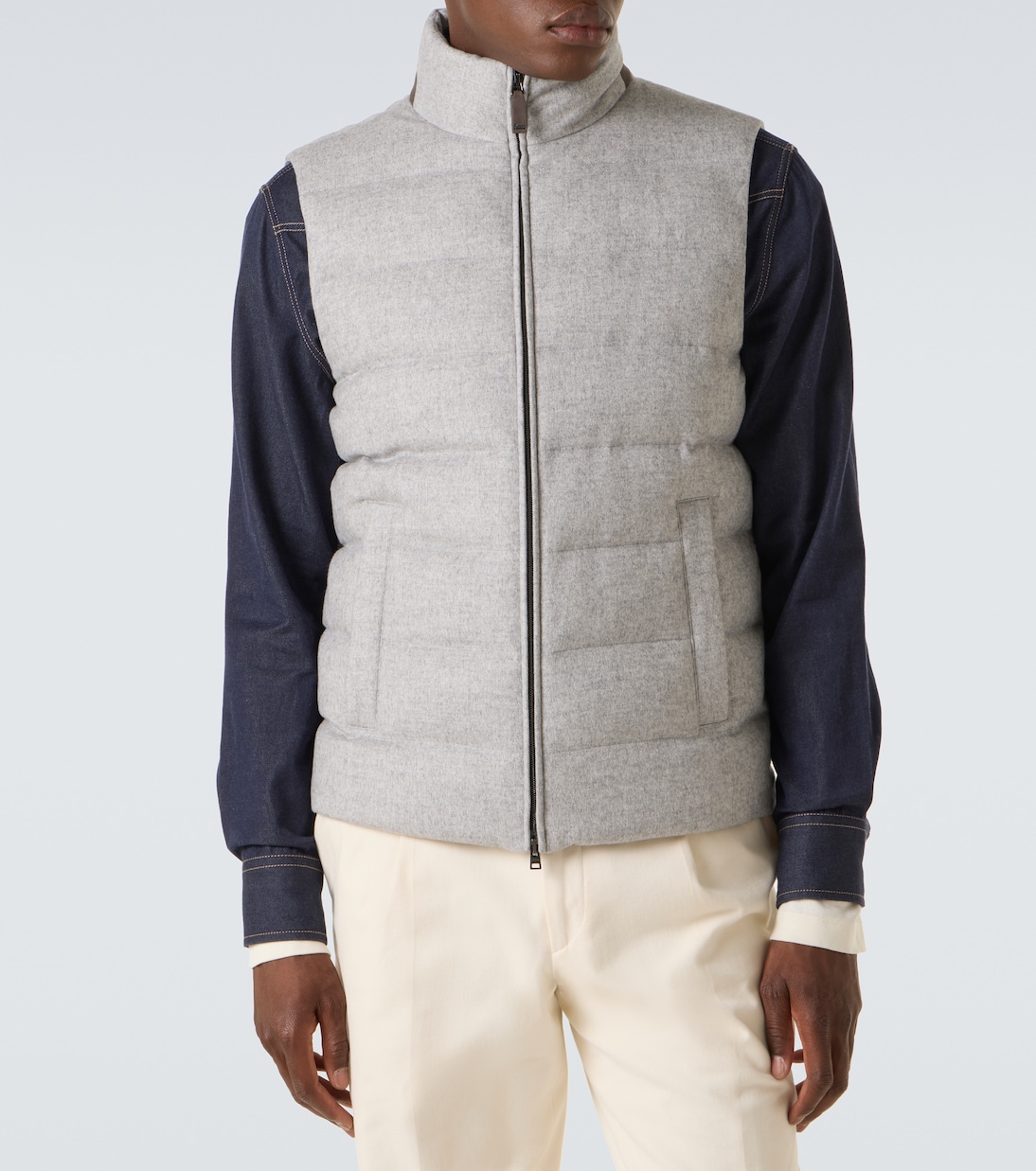 Veste doudoune sans manches en soie et cachemire | Herno