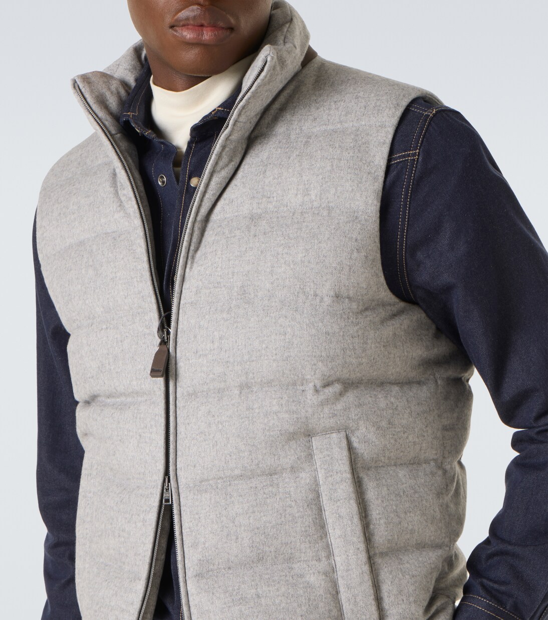 Veste doudoune sans manches en soie et cachemire | Herno