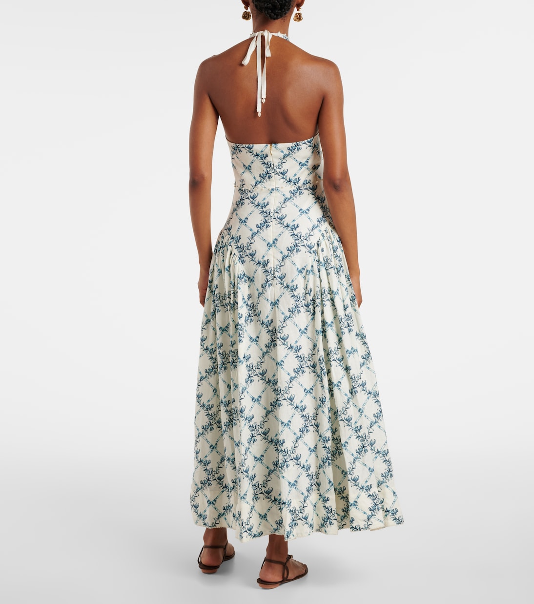 Balsa open-back linen midi dress | Agua by Agua Bendita
