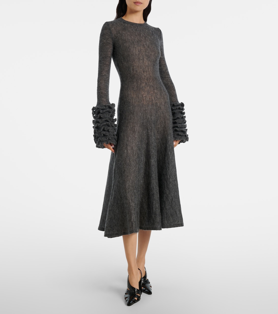 Robe midi en mohair mélangé | Alaïa