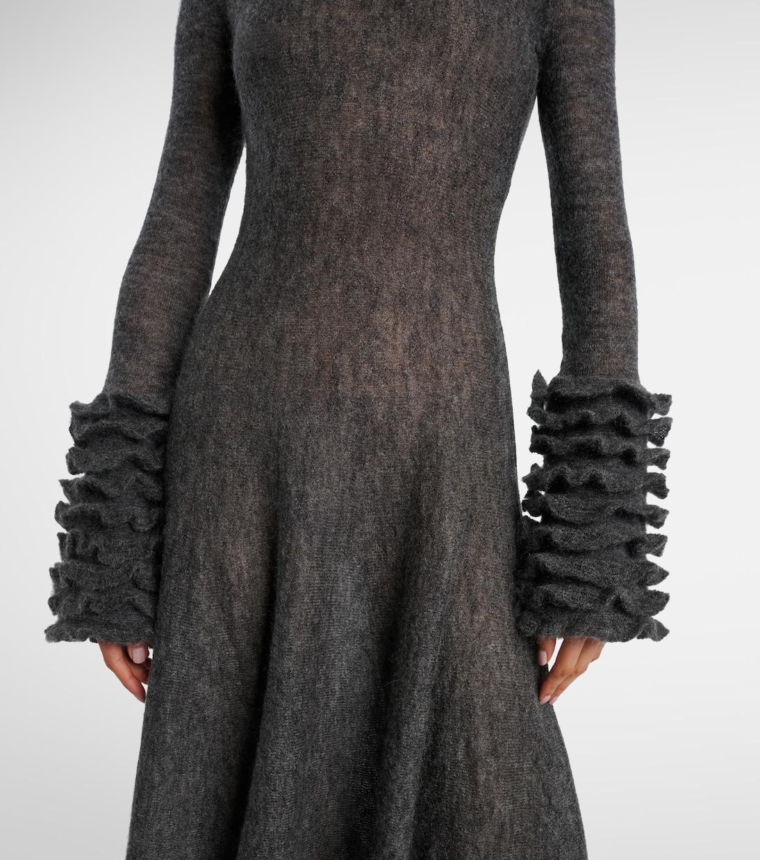 Robe midi en mohair mélangé | Alaïa