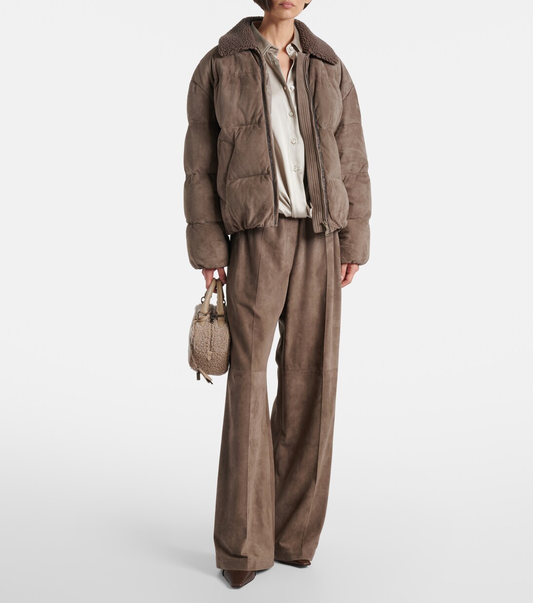 Suede wide-leg pants | Brunello Cucinelli