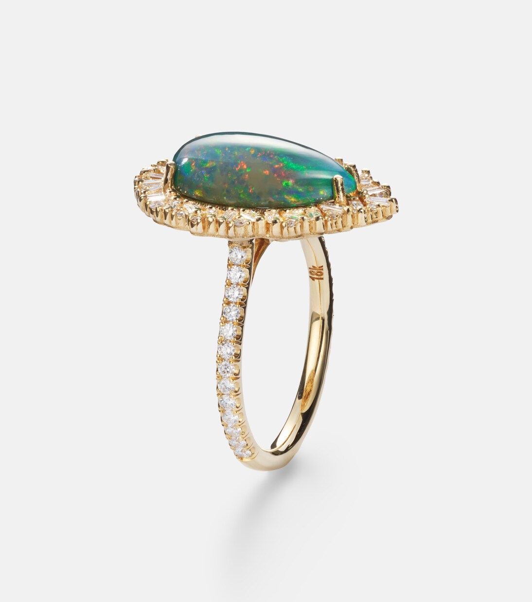 Anello Portrait in oro 18kt con opale e diamanti | Suzanne Kalan