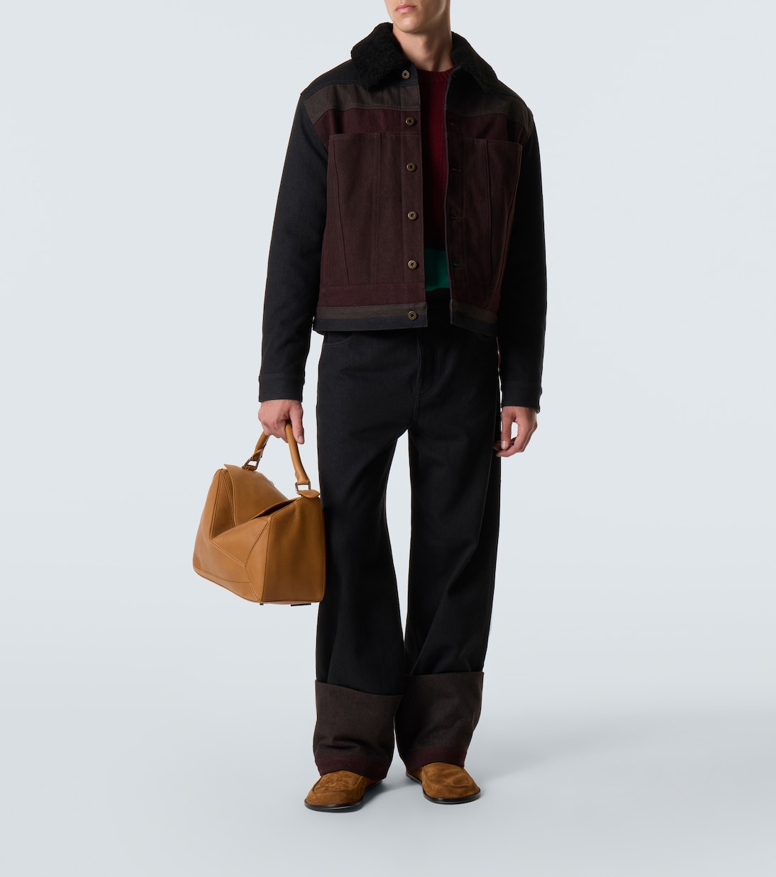 Shearling-trimmed denim blouson jacket | Loewe