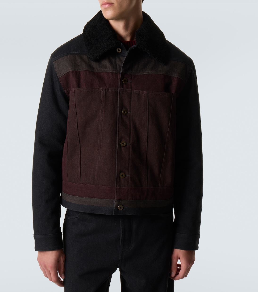 Shearling-trimmed denim blouson jacket | Loewe