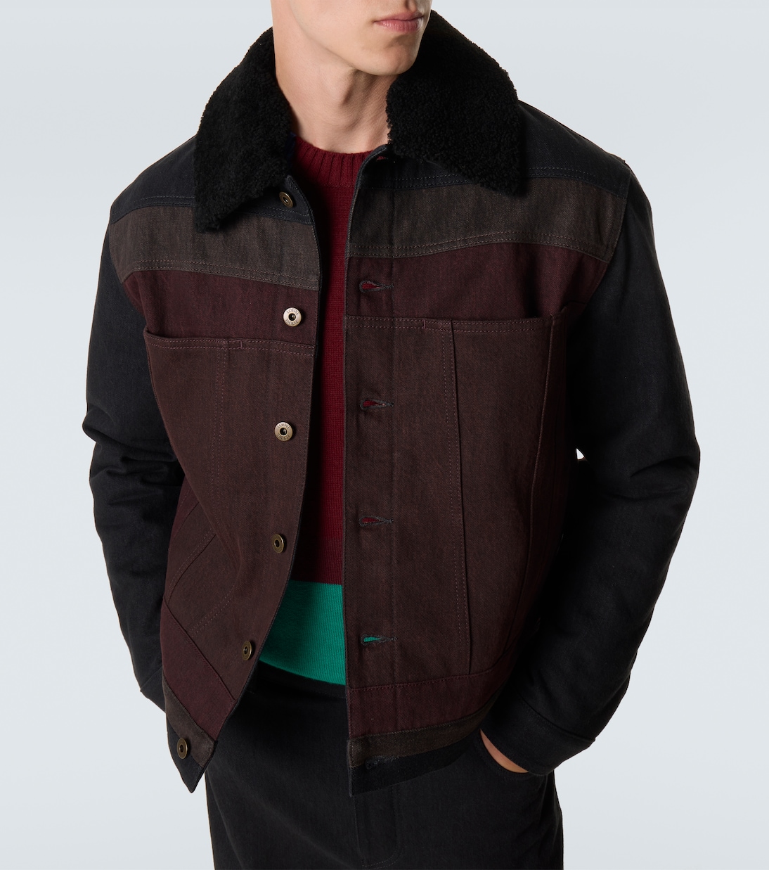 Shearling-trimmed denim blouson jacket | Loewe