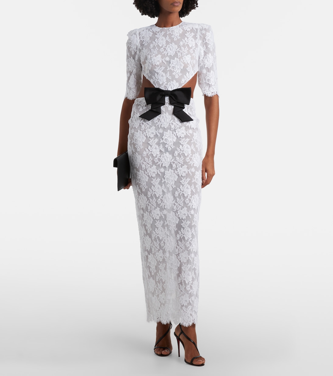 Bow-detail cotton-blend lace gown  | Shushu/Tong