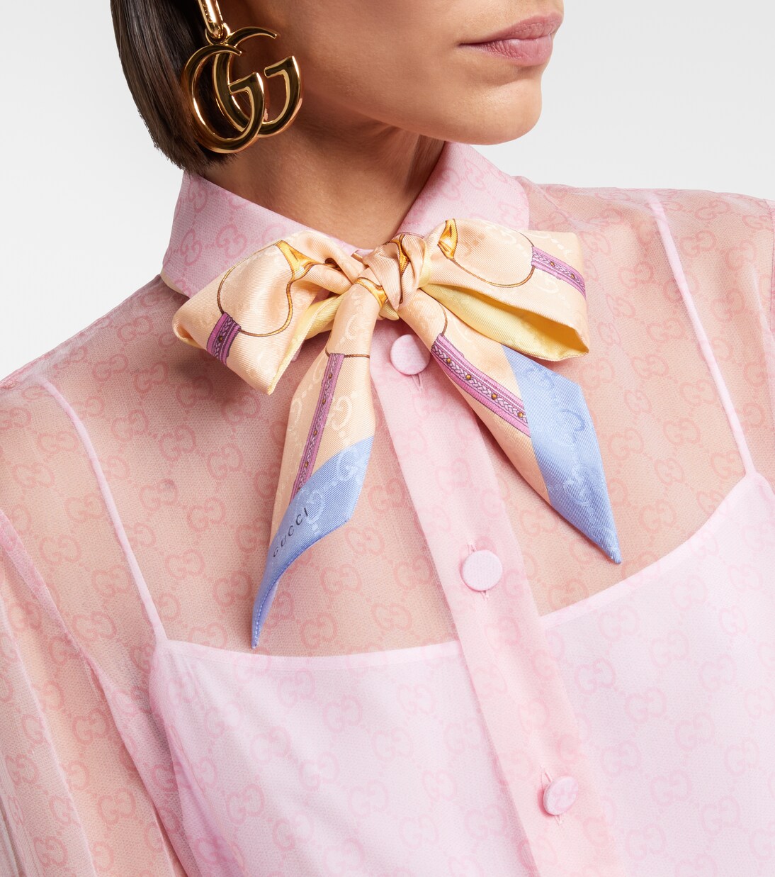 Tuch GG Horsebit aus Seiden-Twill | Gucci