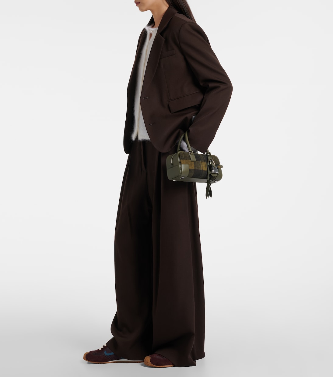 Amazona 23 leather-trimmed tartan tote bag | Loewe