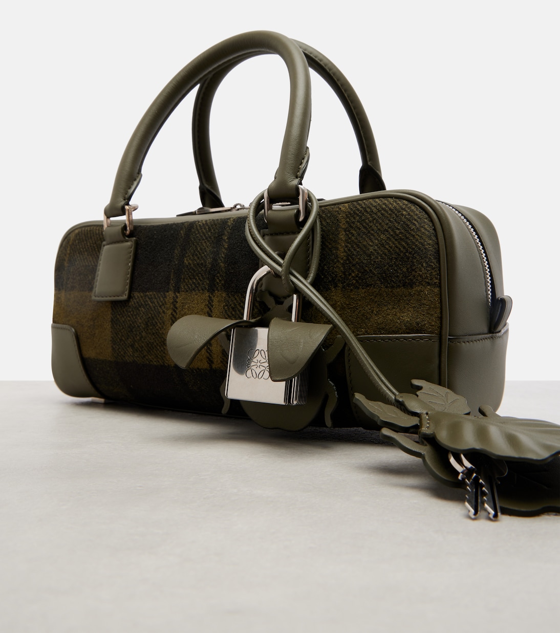 Amazona 23 leather-trimmed tartan tote bag | Loewe