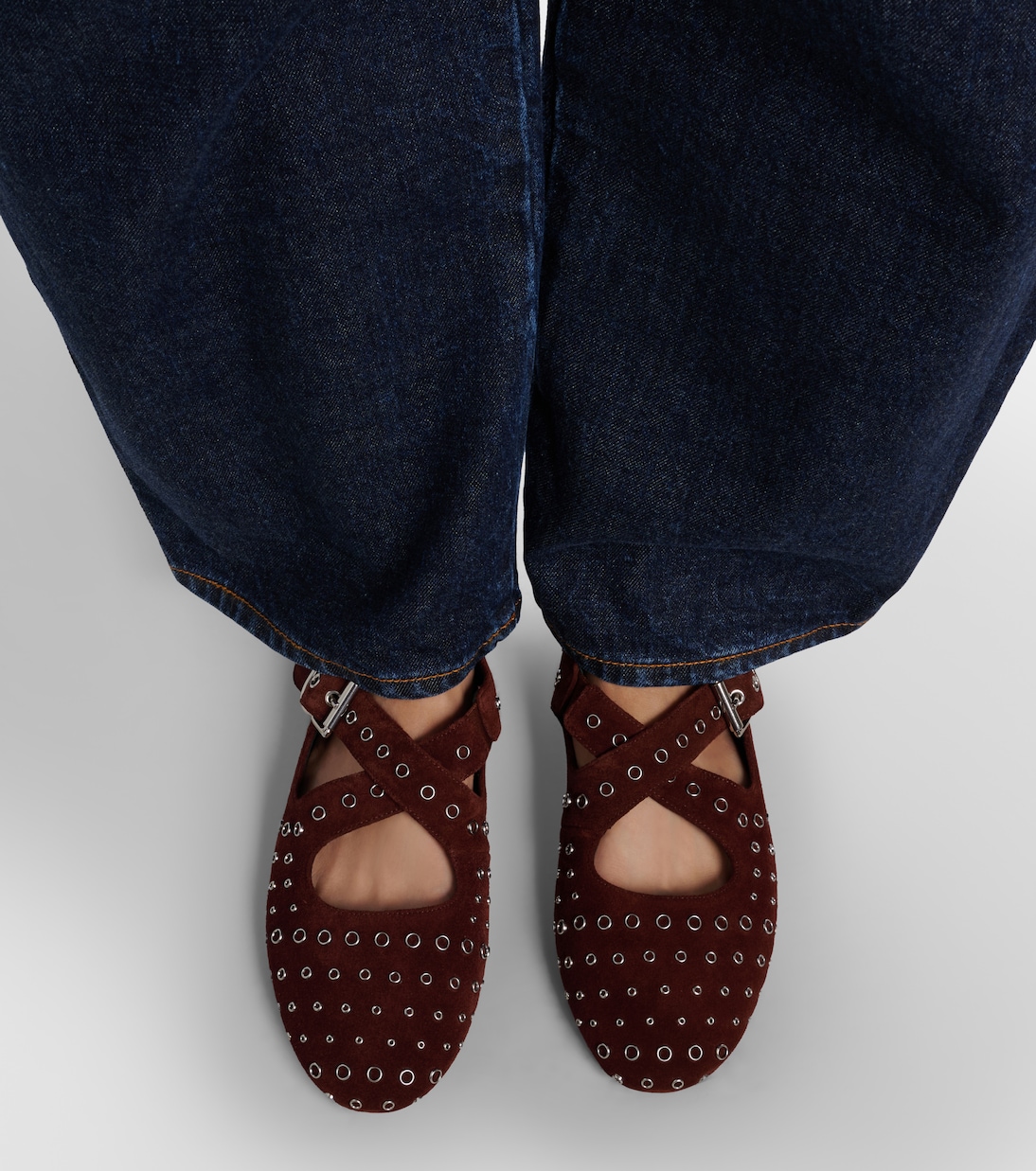 Embellished suede ballet flats | Alaïa