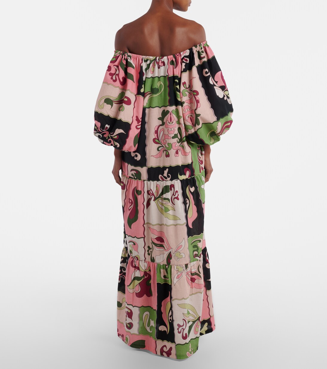 Printed off-shoulder cotton maxi dress | Adriana Degreas