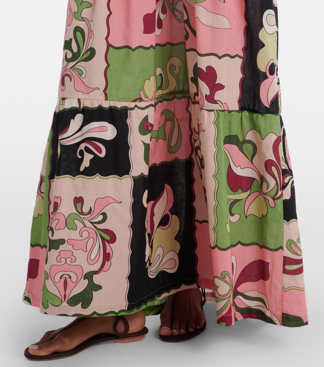 Printed off-shoulder cotton maxi dress | Adriana Degreas