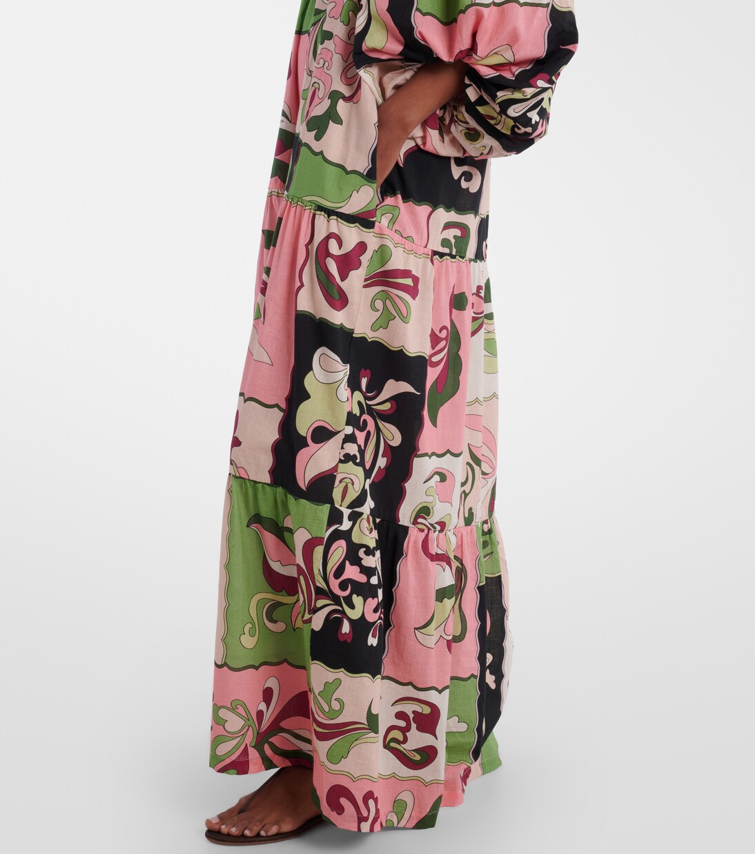 Printed off-shoulder cotton maxi dress | Adriana Degreas