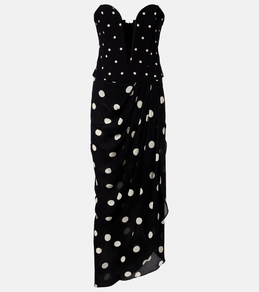 Polka-dot draped midi dress | Adriana Degreas