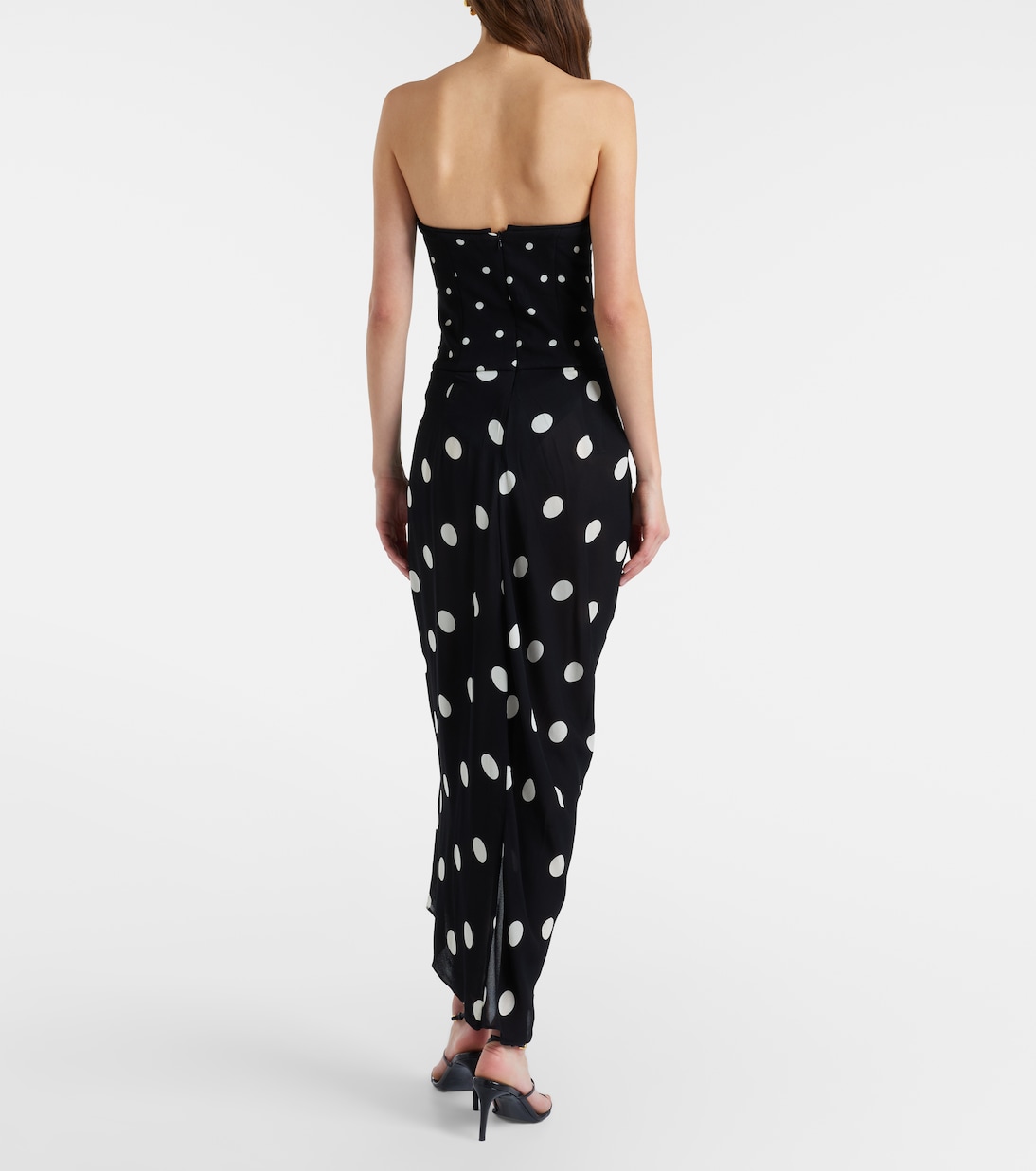 Polka-dot draped midi dress | Adriana Degreas