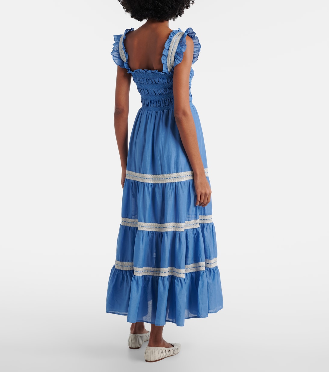 Aubrie lace-trimmed cotton voile midi dress | Rixo