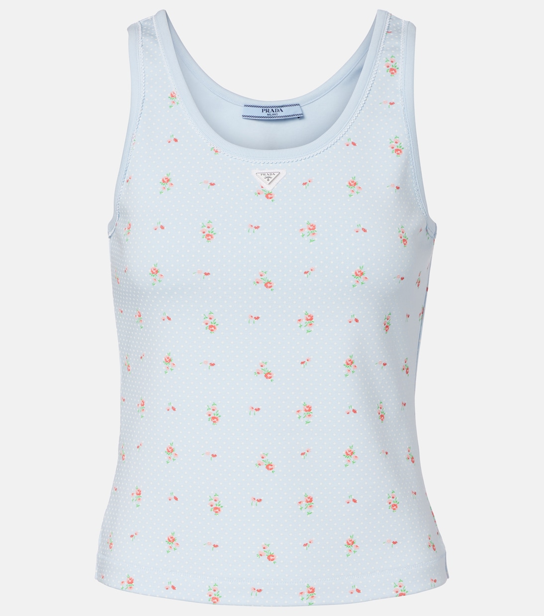 Floral cotton-blend tank top | Prada