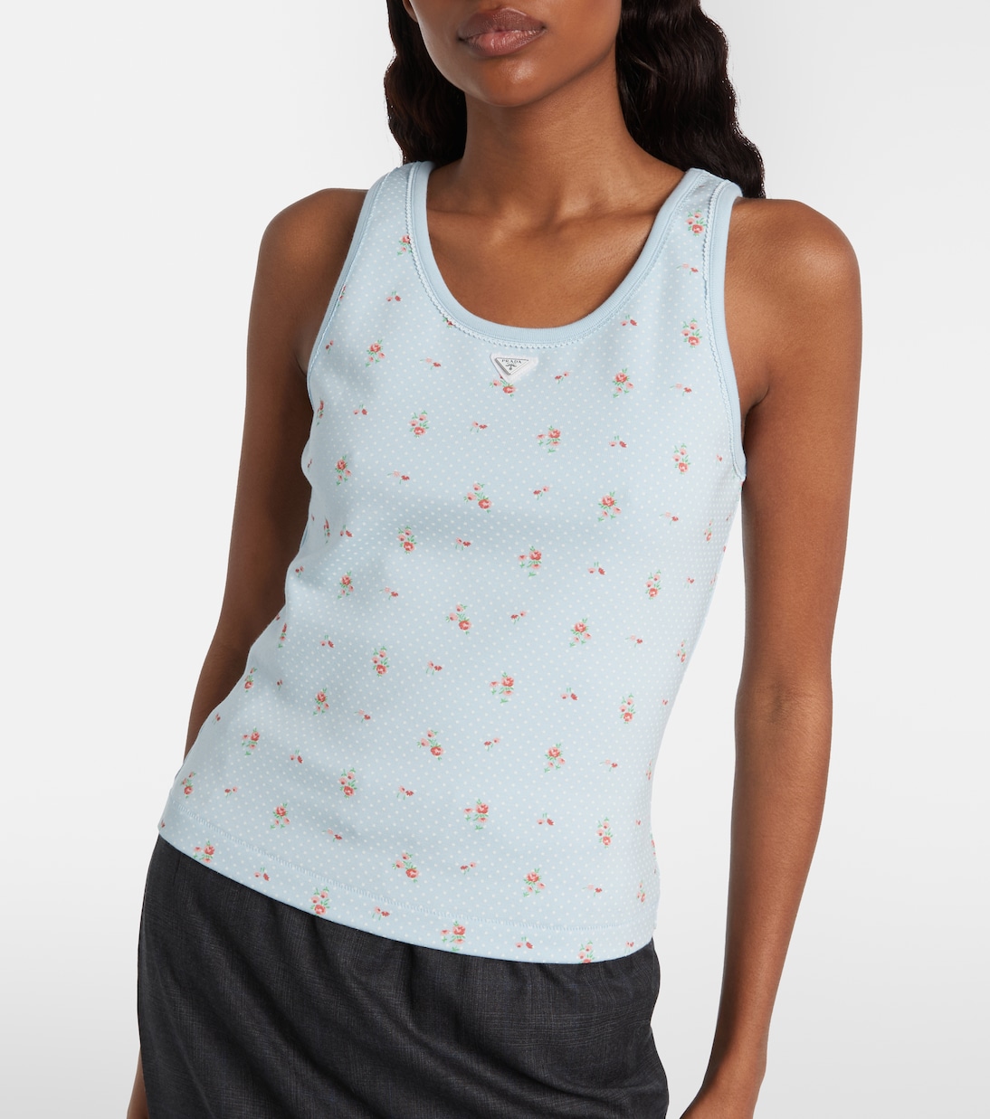 Floral cotton-blend tank top | Prada