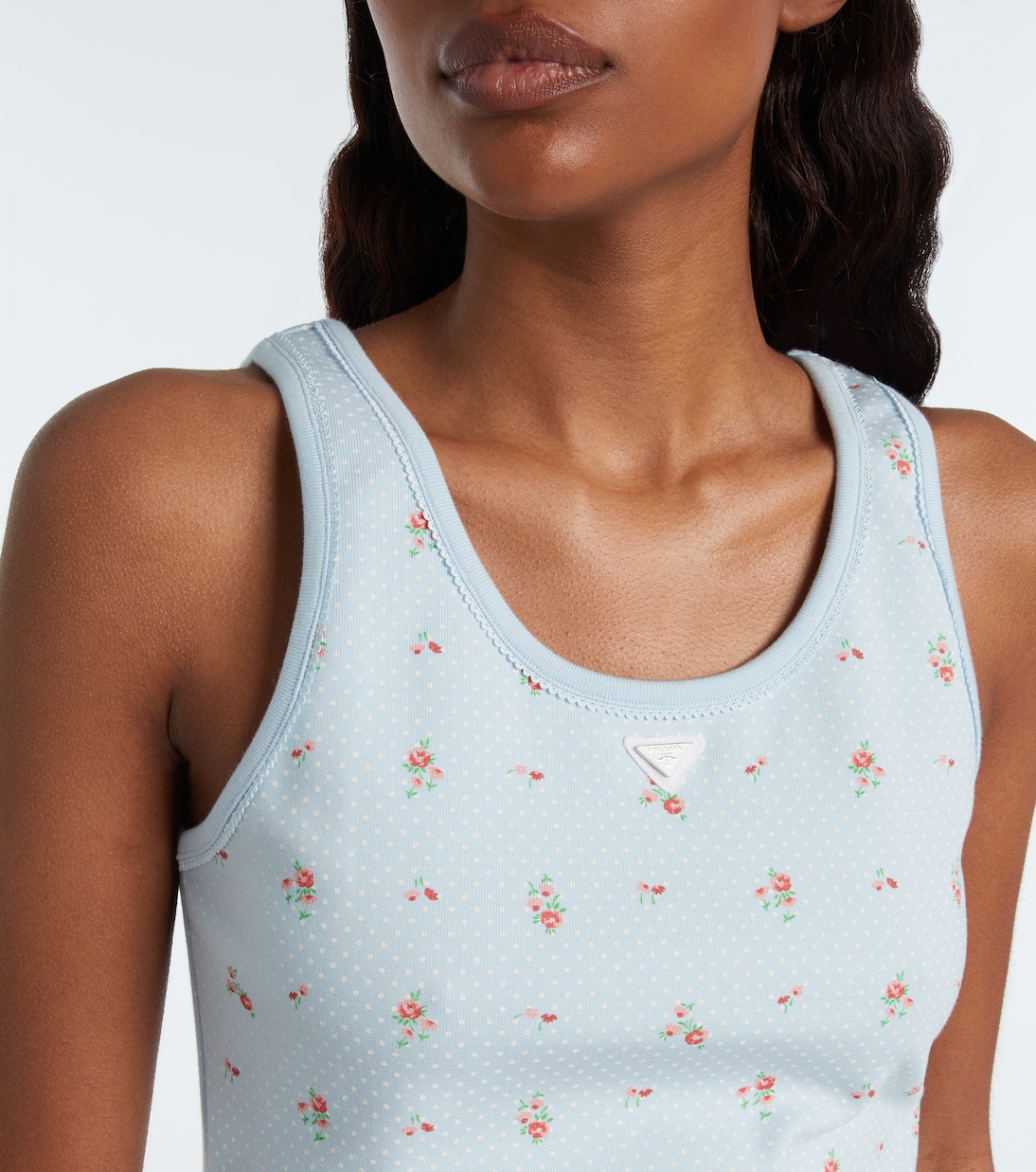 Floral cotton-blend tank top | Prada