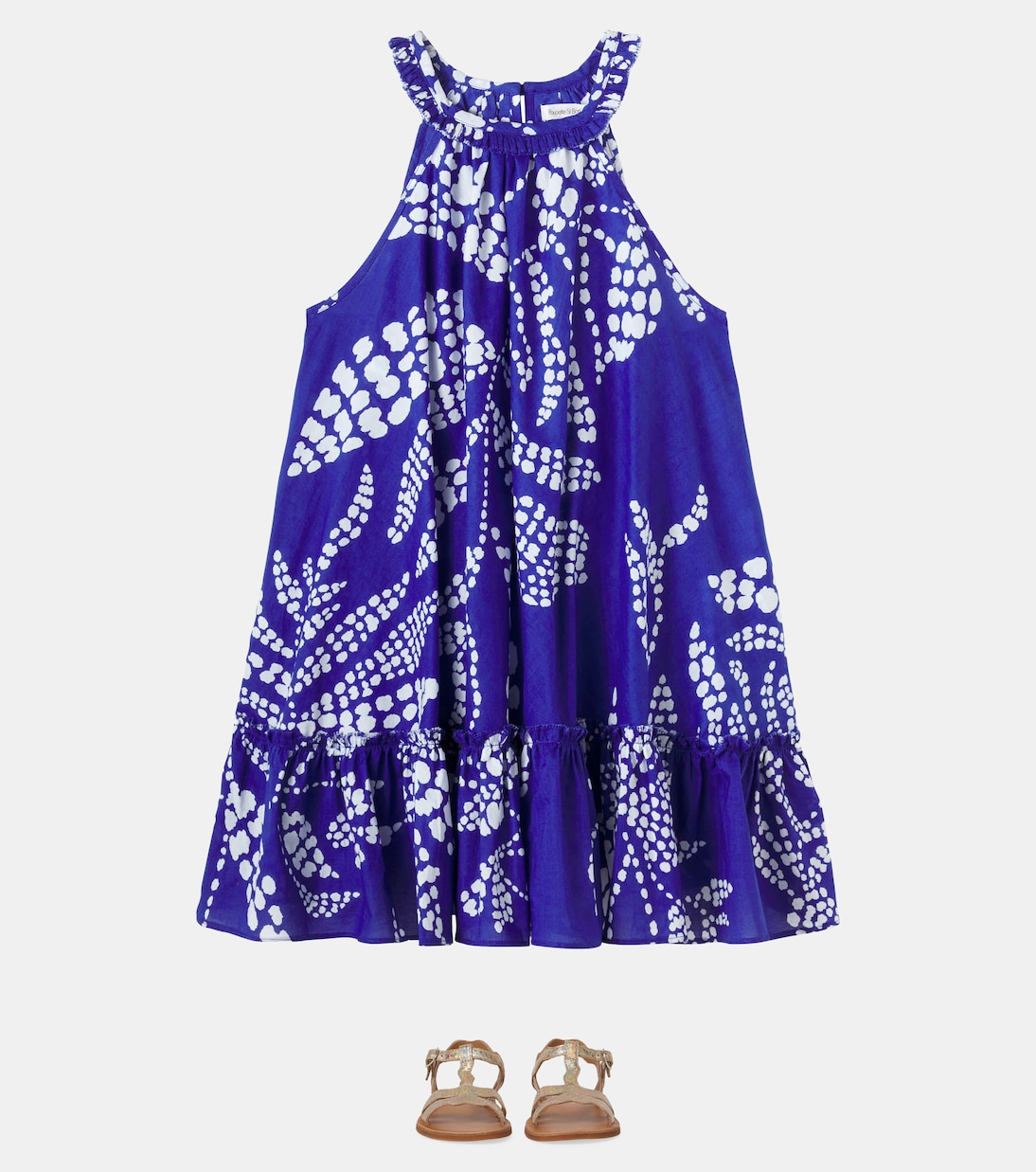 Cleo printed halterneck cotton dress | Poupette St Barth Kids