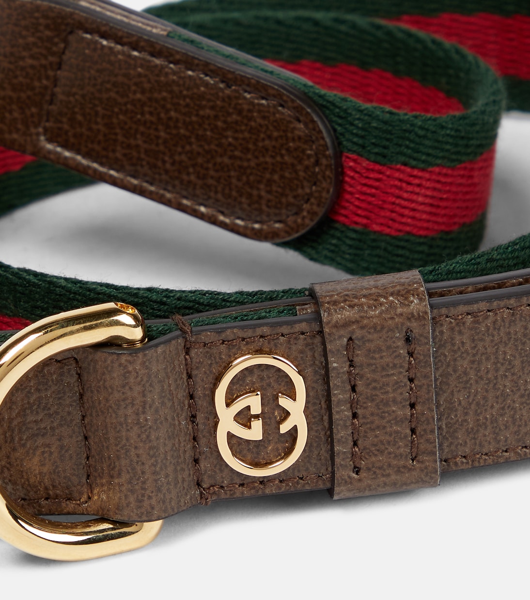 Web Stripe L faux leather dog leash | Gucci