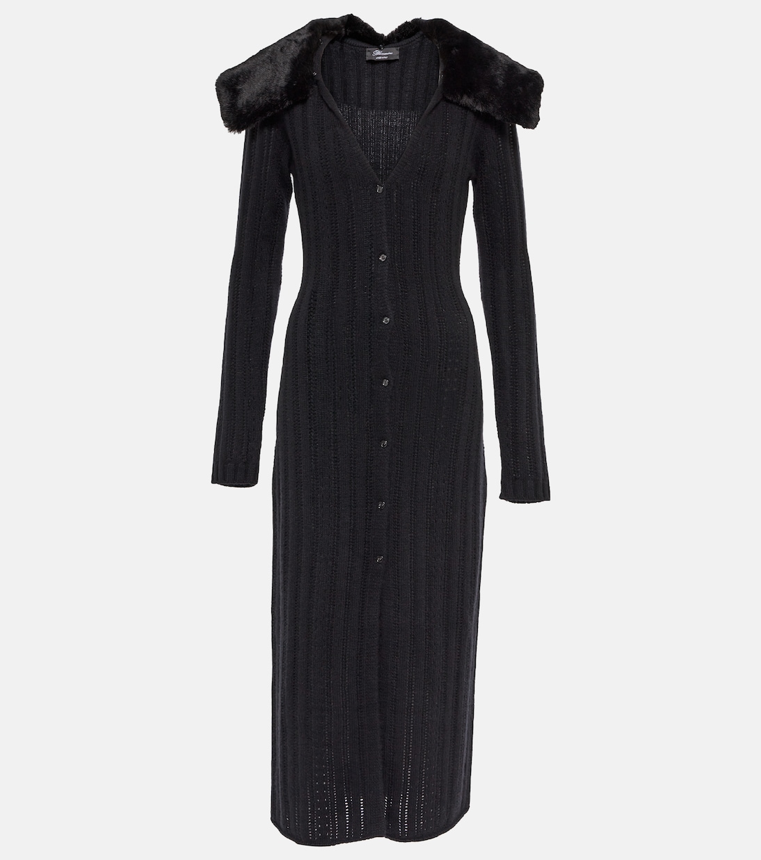 Faux fur-trimmed wool-blend dress | Blumarine