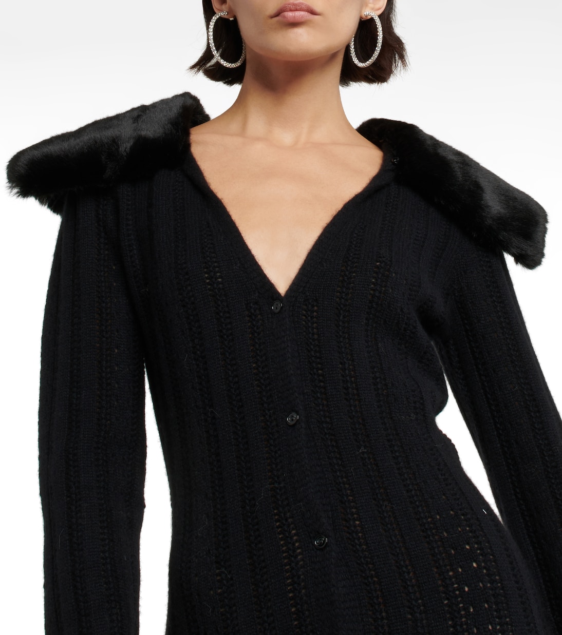 Faux fur-trimmed wool-blend dress | Blumarine