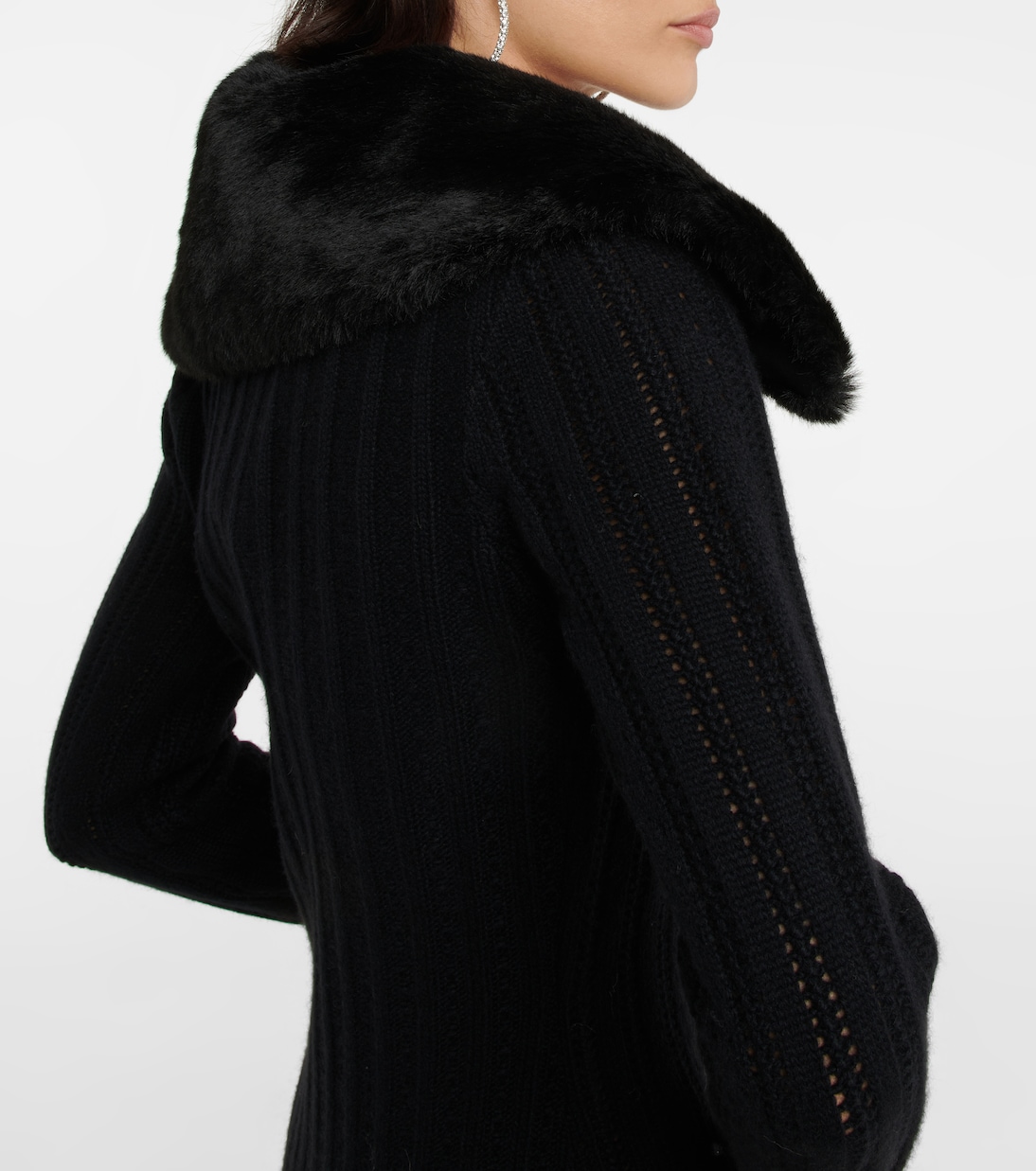 Faux fur-trimmed wool-blend dress | Blumarine