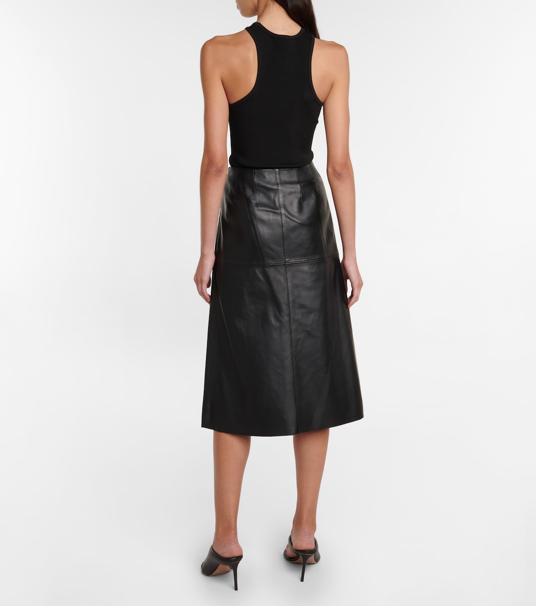 Sidena A-line leather midi skirt | Joseph