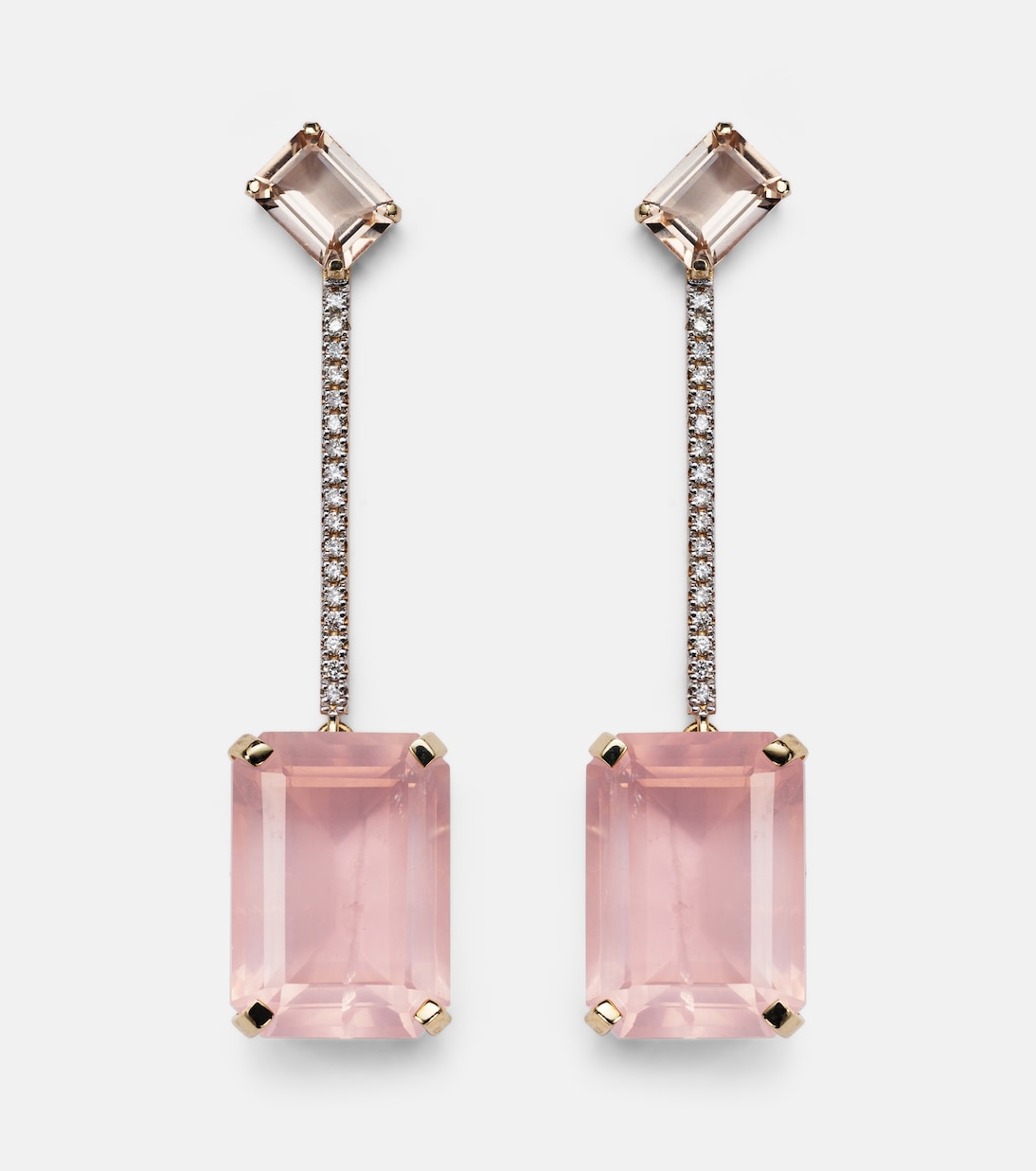 Orecchini in oro 14kt MATEO con morganite, quarzo e diamanti per uno stile giovane e raffinato