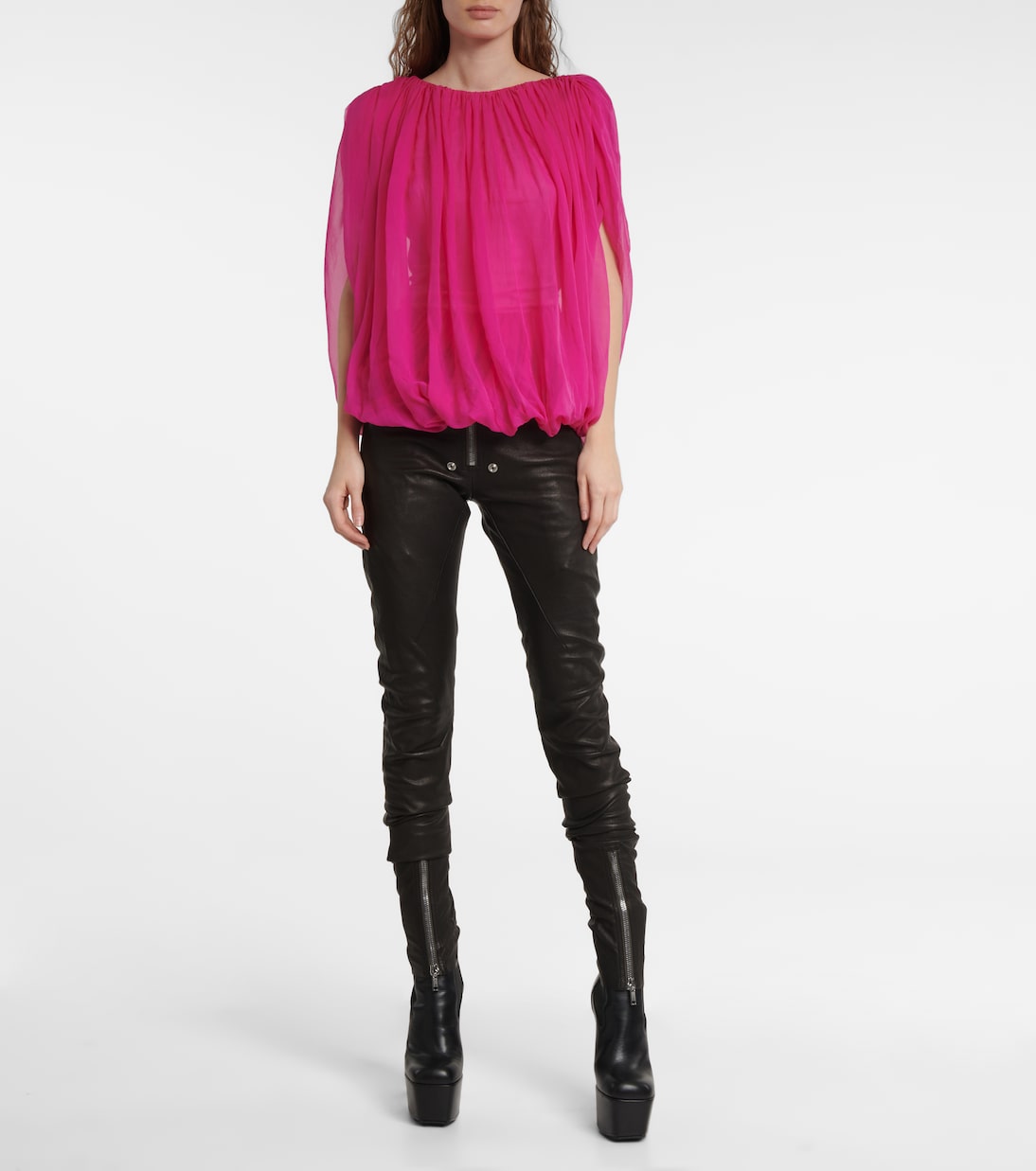 Gathered silk chiffon top | Rick Owens