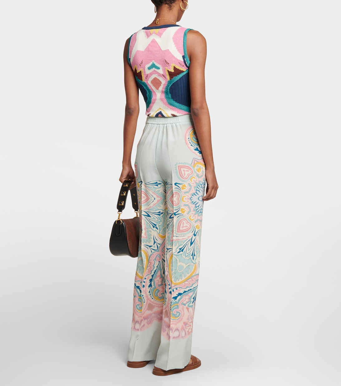 Pantalon à taille haute en soie à motif cachemire | Etro