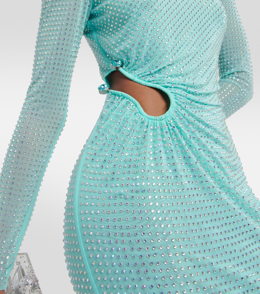 Vestido largo adornado con abertura | Self-Portrait