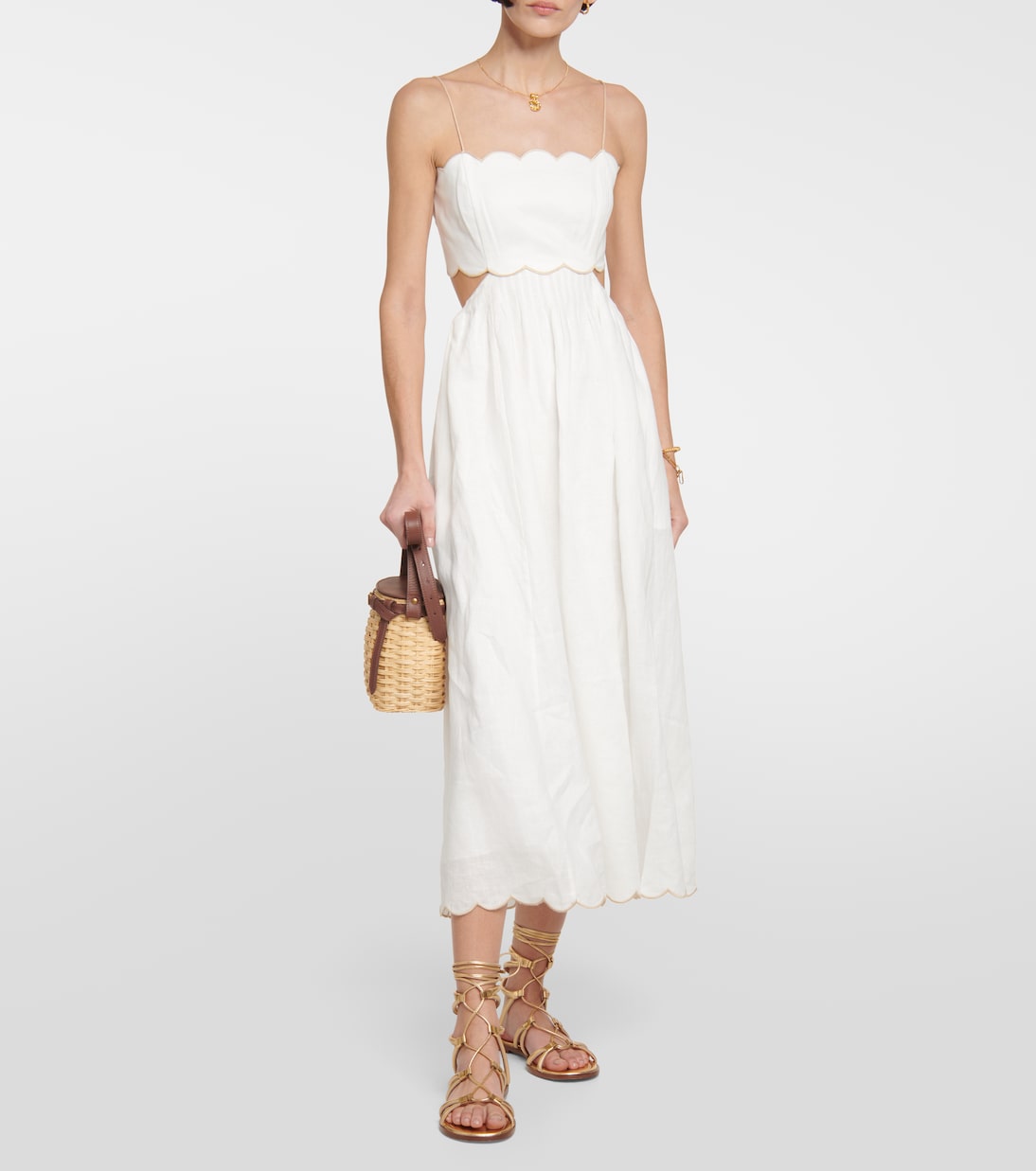 Abito midi Jude in lino con cut-out | Zimmermann