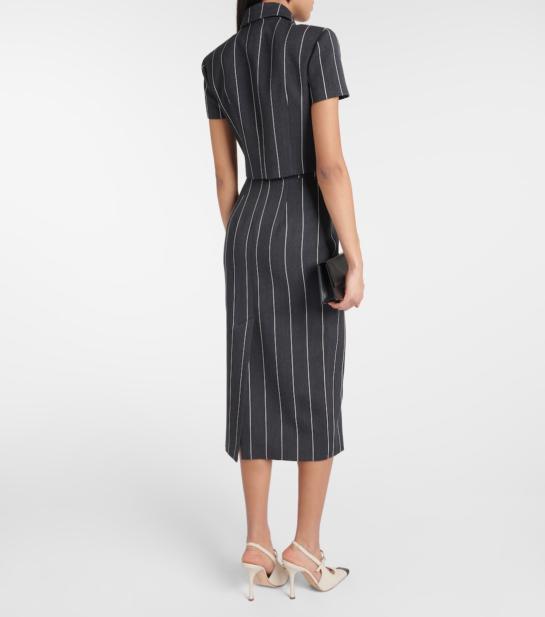 Pinstripe cropped wool-blend jacket | Alessandra Rich