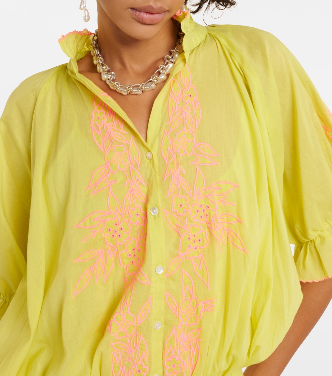 Floral embroidered cotton shirt dress | Juliet Dunn