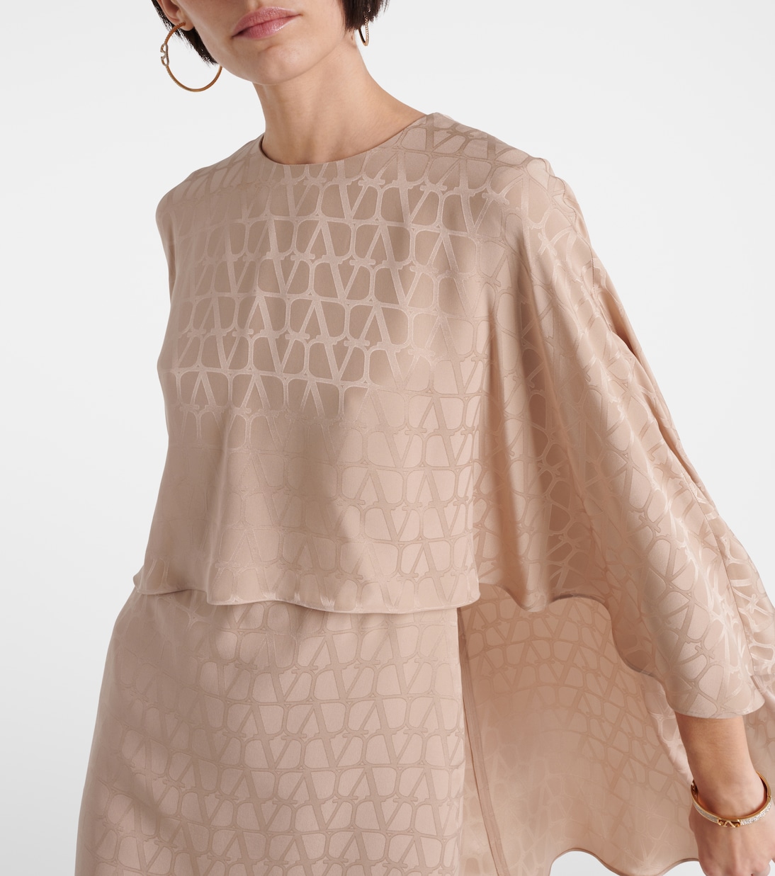 Vestido corto Toile Iconographe de seda en jacquard | Valentino