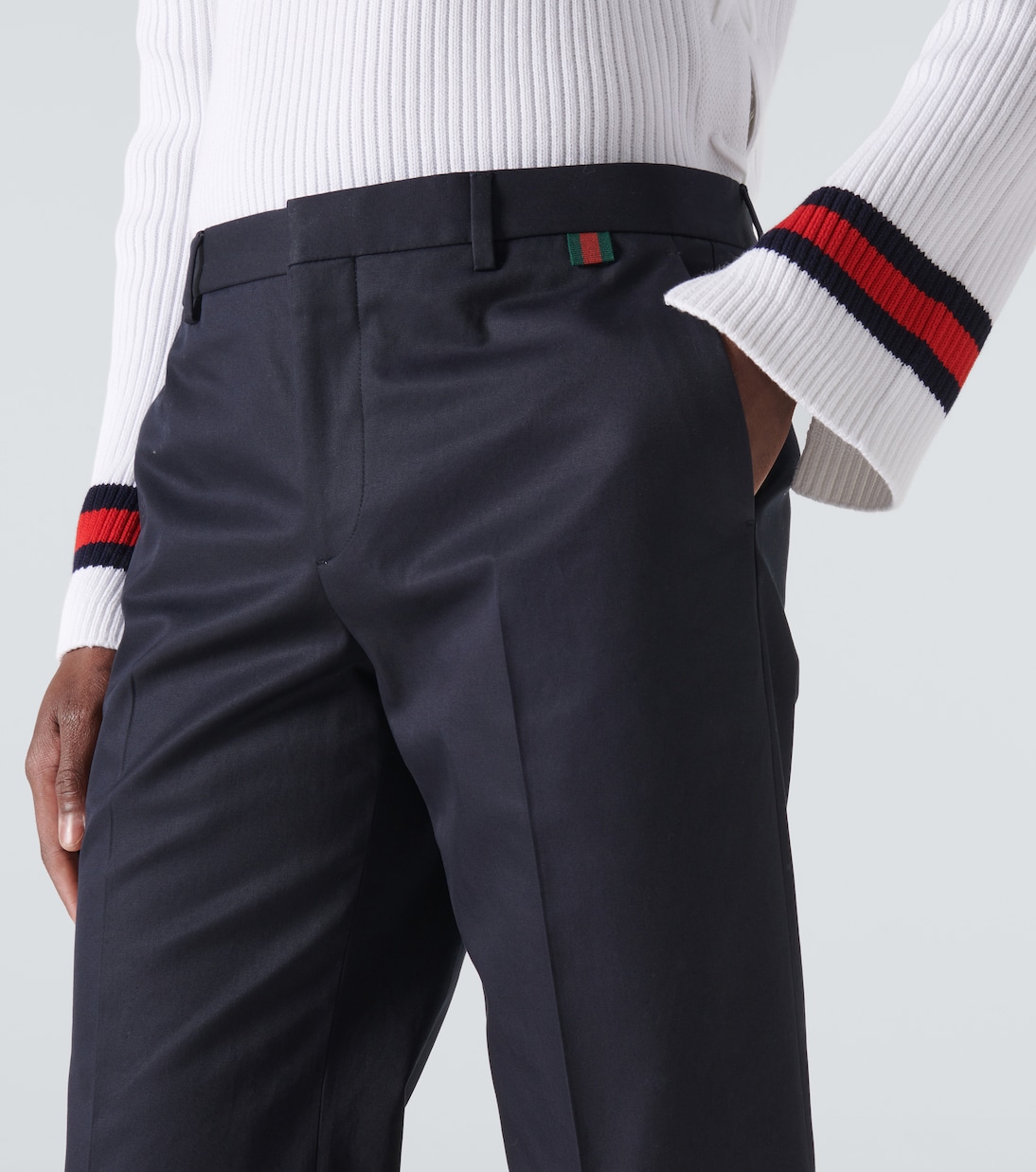 Pantalones rectos de sarga de algodón | Gucci