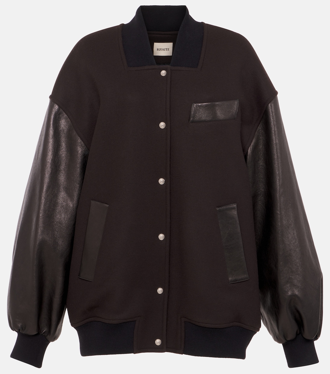 Veste bomber Spencer en laine mélangée et cuir | Khaite