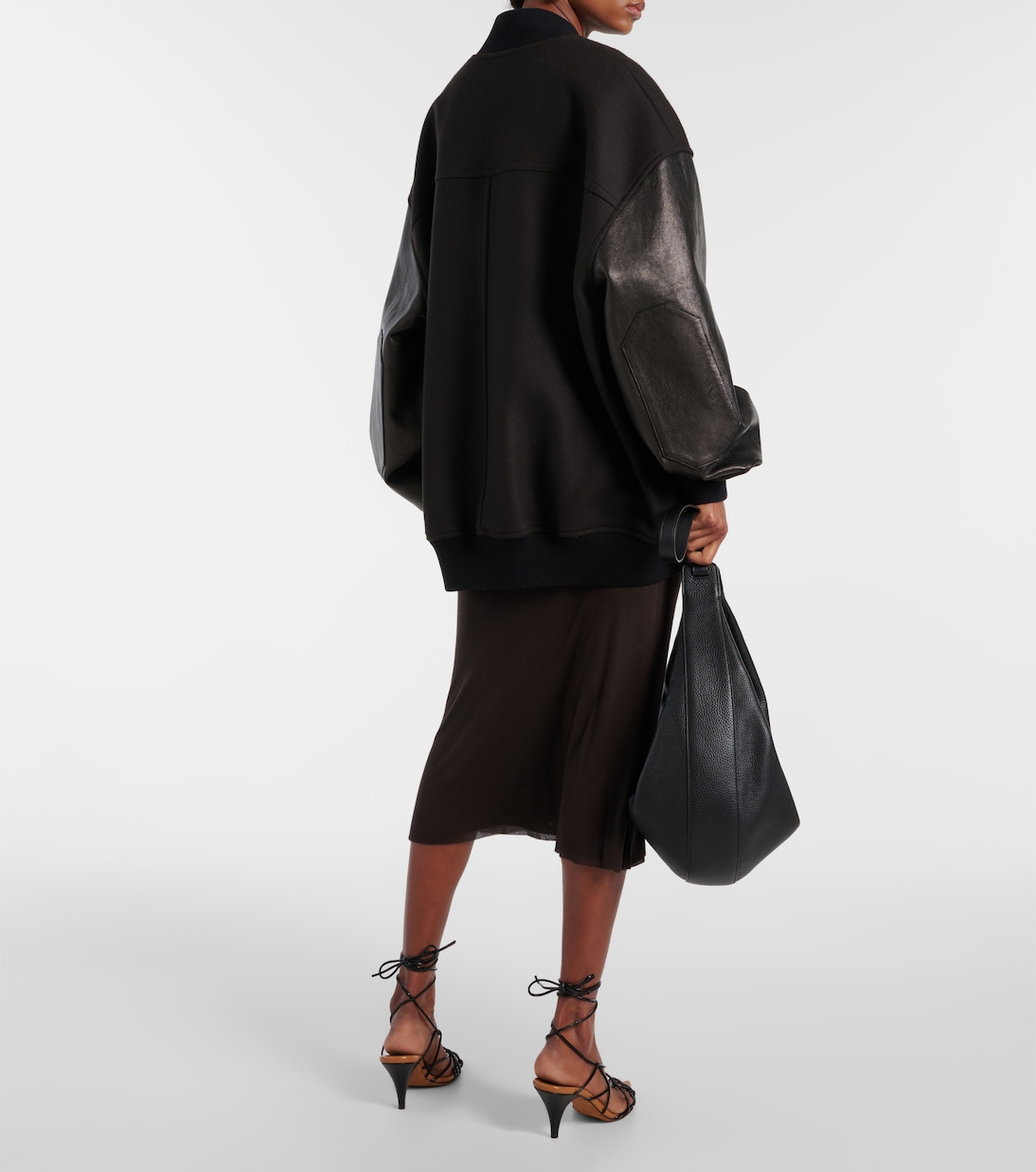 Veste bomber Spencer en laine mélangée et cuir | Khaite