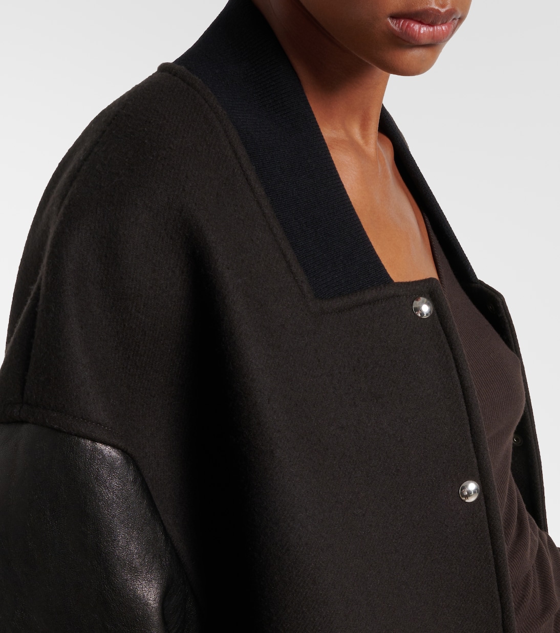 Veste bomber Spencer en laine mélangée et cuir | Khaite