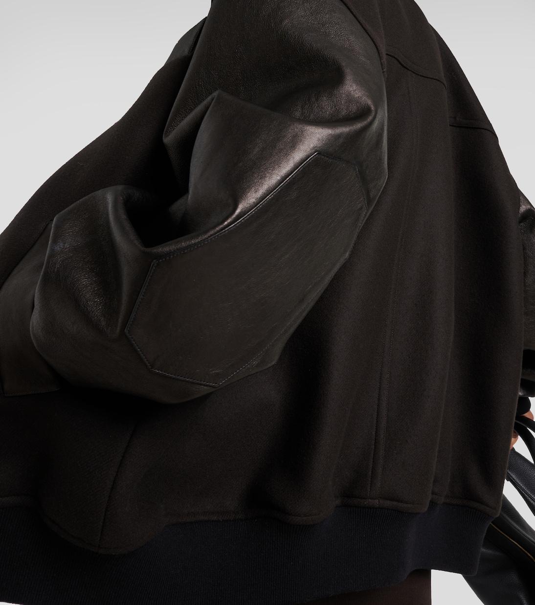 Veste bomber Spencer en laine mélangée et cuir | Khaite