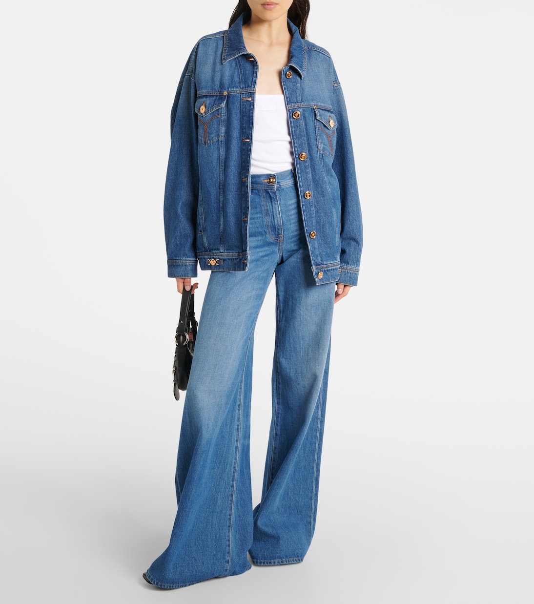 Tank top in misto cotone a coste | Versace