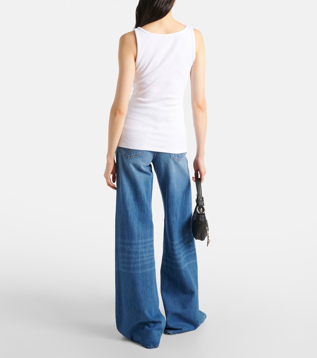 Tank top in misto cotone a coste | Versace