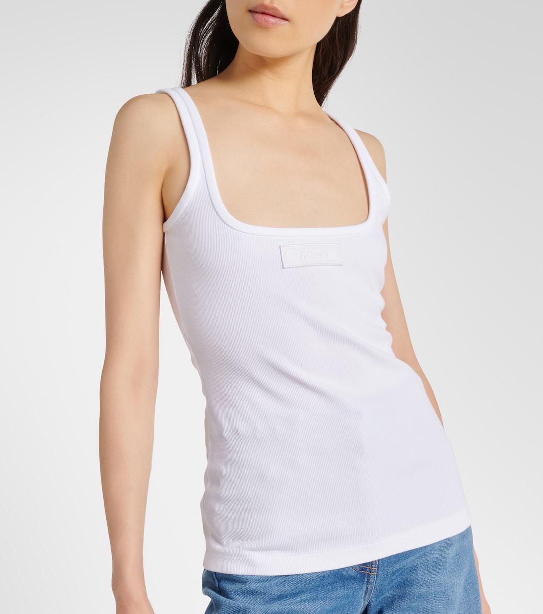 Tank top in misto cotone a coste | Versace