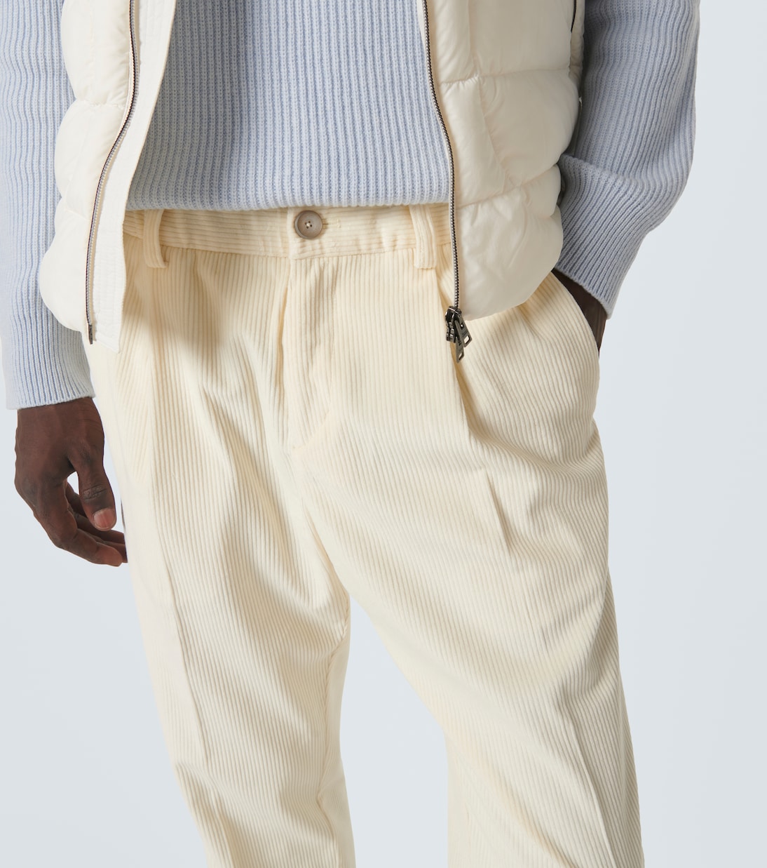 Pantaloni slim in cotone e cashmere a righe | Herno