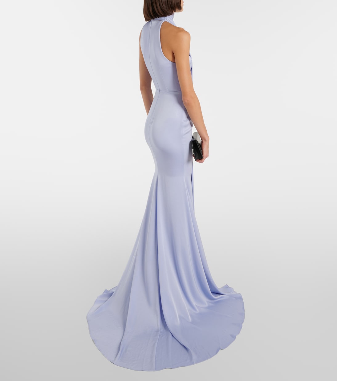 Scarf-detail halterneck satin gown | Alex Perry