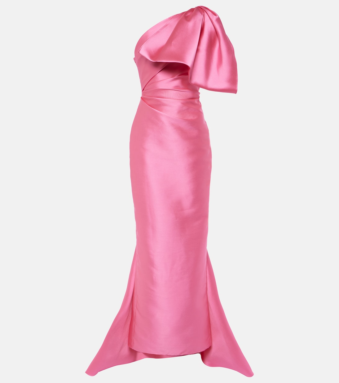 Priya bow-detail draped satin gown | Solace London