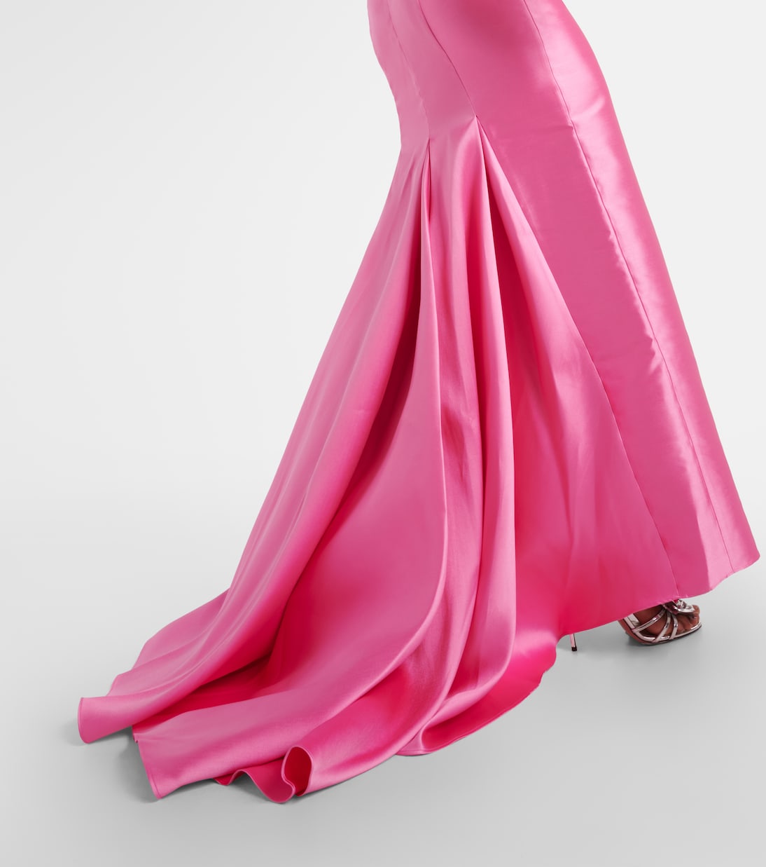 Priya bow-detail draped satin gown | Solace London